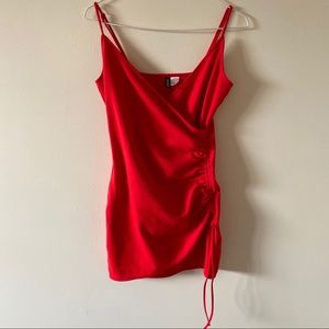 H&M Red Drawstring Mini Dress